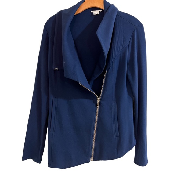 Helmut Lang Villous Jacket Sweatshirt Biker Minimalist Navy Blue Small S EUC - Picture 5 of 10